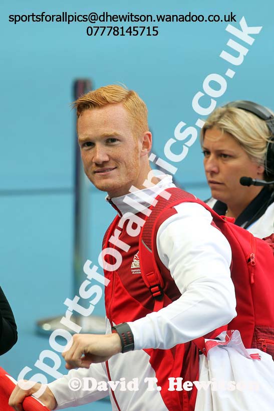 Greg Rutherford (England) after winning long jump at the Commonwealth Games, Glasgow. Photo: David T. Hewitson/Sports for All Pics